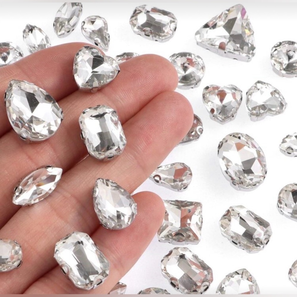 58 Decorative Clear Rhinestones Set in Silver, DIY Crafts, Sewing, New